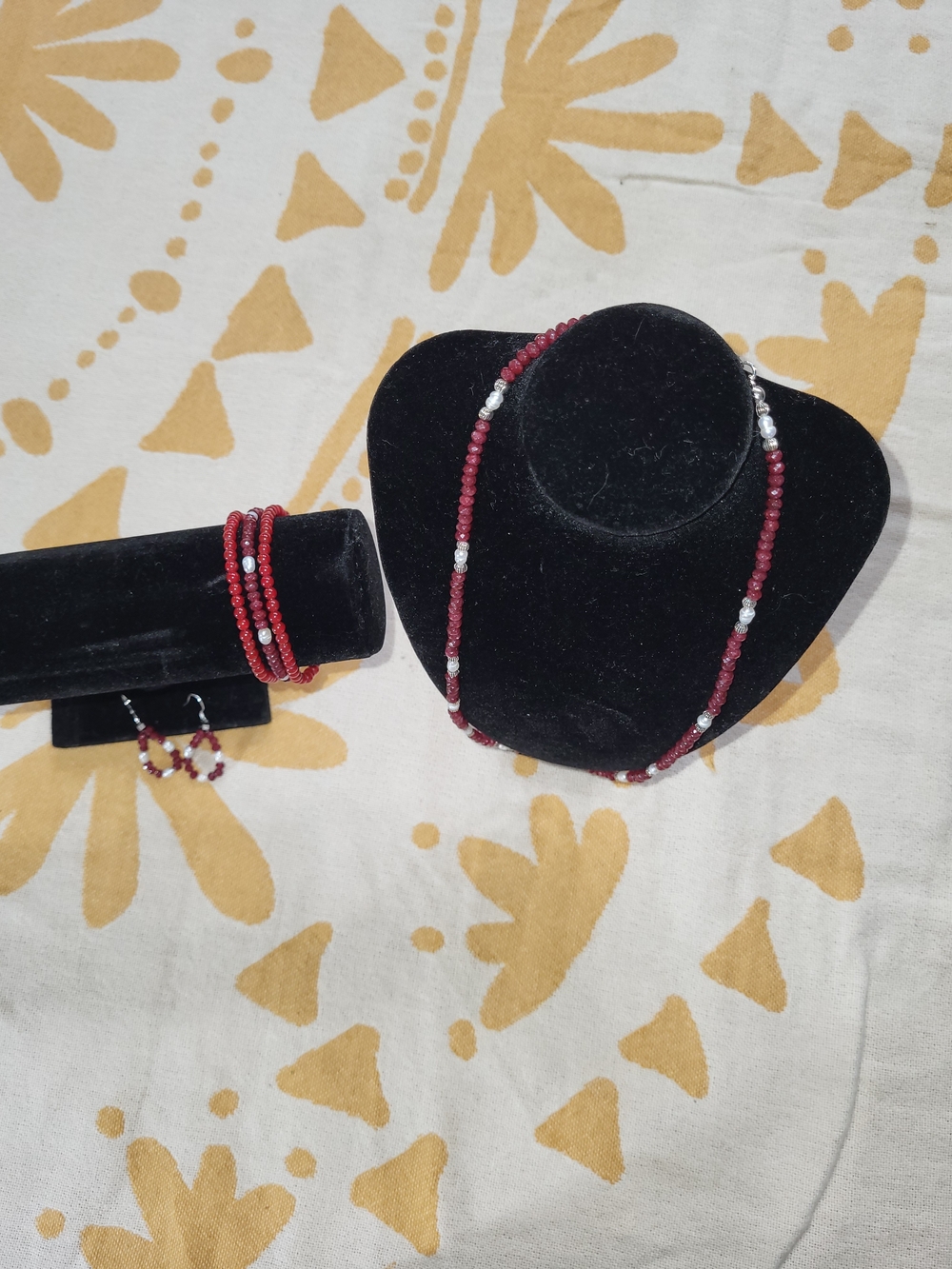 Handcrafted All Natural Stone Beaded Necklace and Bracelet Set